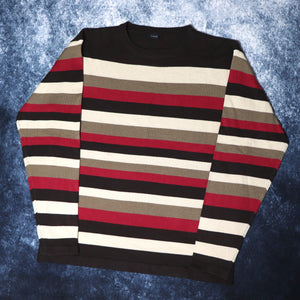 Vintage Brown & Burgundy Ethel Austin Stripy Jumper | Large