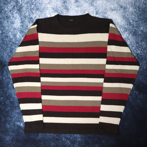 Vintage Brown & Burgundy Ethel Austin Stripy Jumper | Large