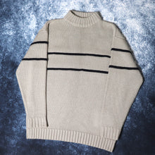 Load image into Gallery viewer, Vintage Oatmeal &amp; Black High Neck Heavyweight Jumper | Large
