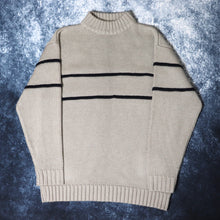 Load image into Gallery viewer, Vintage Oatmeal &amp; Black High Neck Heavyweight Jumper | Large
