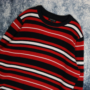 Vintage Red, Black & White Striped Jumper