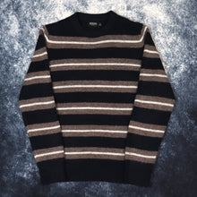 Load image into Gallery viewer, Vintage Style Navy, Brown &amp; Grey Stripy Jumper | Small
